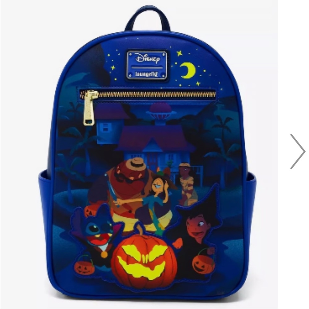 NWT Loungefly Disney Lilo & Stitch Trick or Treating Glow-in-the-Dark backpack